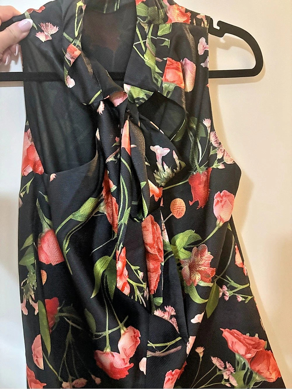 Ted Baker Floral Midi Dress in Black & Pink Like New